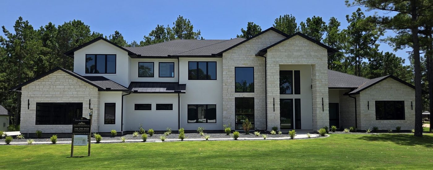Modern two-story Houston-area home exterior documented during a residential property inspection