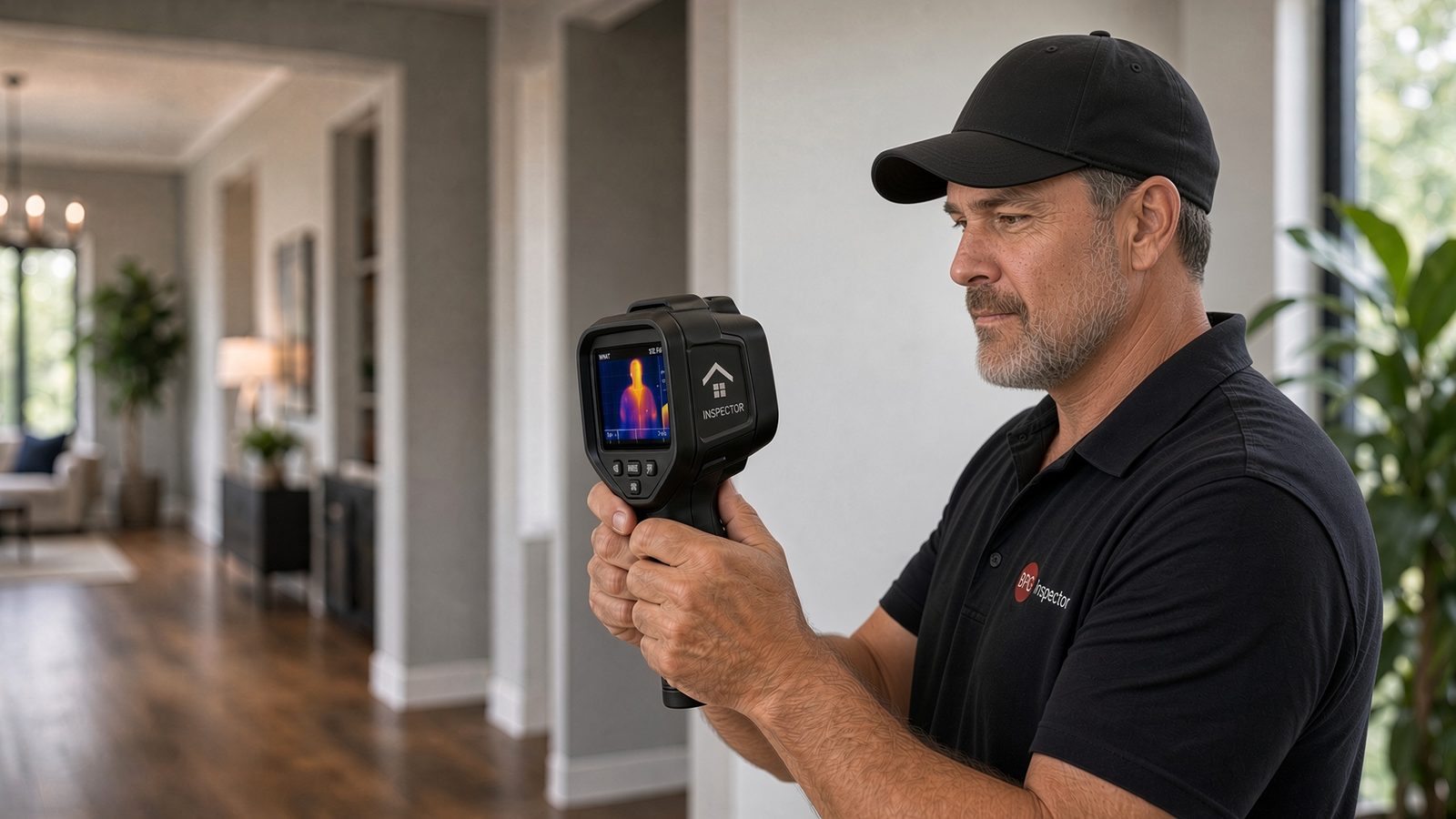 Thermal imaging camera used during a Houston-area home inspection to detect temperature anomalies