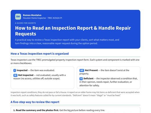 Preview of the How to Read an Inspection Report and Repair Requests PDF